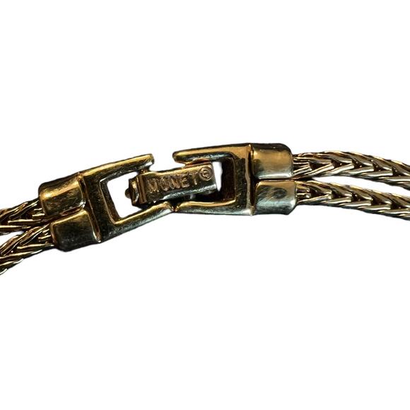 Vintage MONET Gold-Tone Necklace with Cream Accents & Pendant - Picture 9 of 10